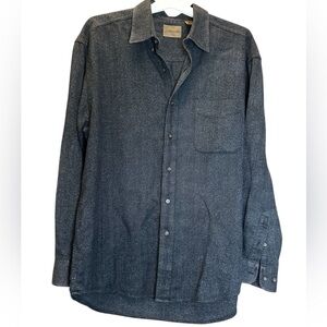 St. John's Bay gray black Heavyweight‎ button down long sleeve Shirt size xl